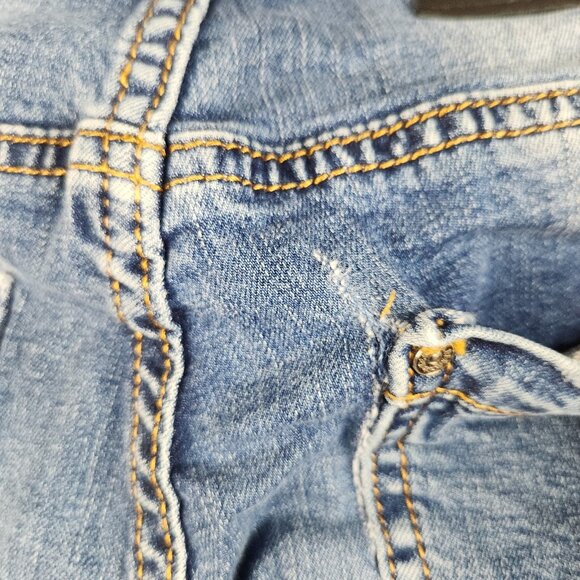 Womens Blue Denim Resalsa Skinny Ankle Jean Size 27 Stretch Faded Star Charm Zip - Picture 14 of 14